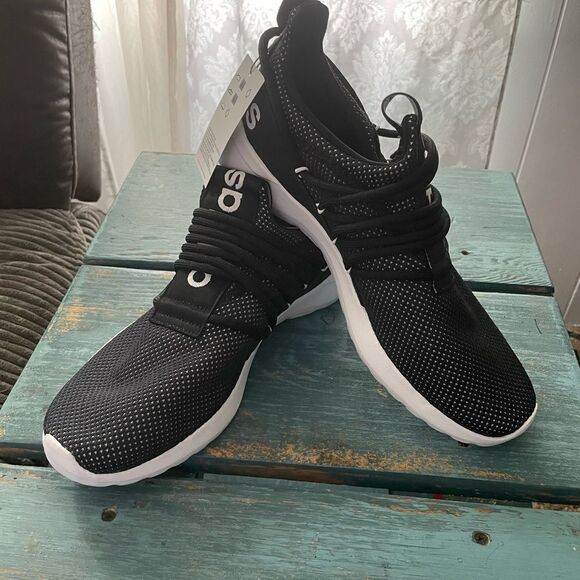 Adidas black white lite racer adapt 3 men’s running tennis shoes 8 1/2 cloud nwt - Picture 1 of 6